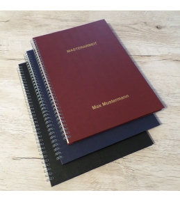 Abschlussarbeiten im Hardcover - Leinenstruktur mit Drahtringbindung DIN A4