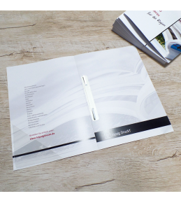 Mappen mit Abheftvorrichtung und Klebeecke